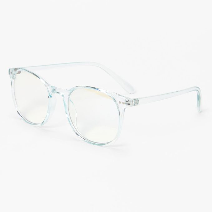 Solar Blue Light Reducing Blue Round Clear Lens Frames