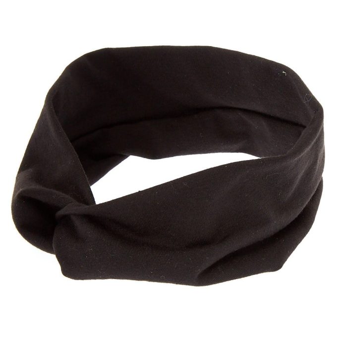 Black Wide Jersey Twisted Headwrap