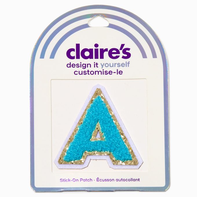 Teal A Initial Stick-On Patch