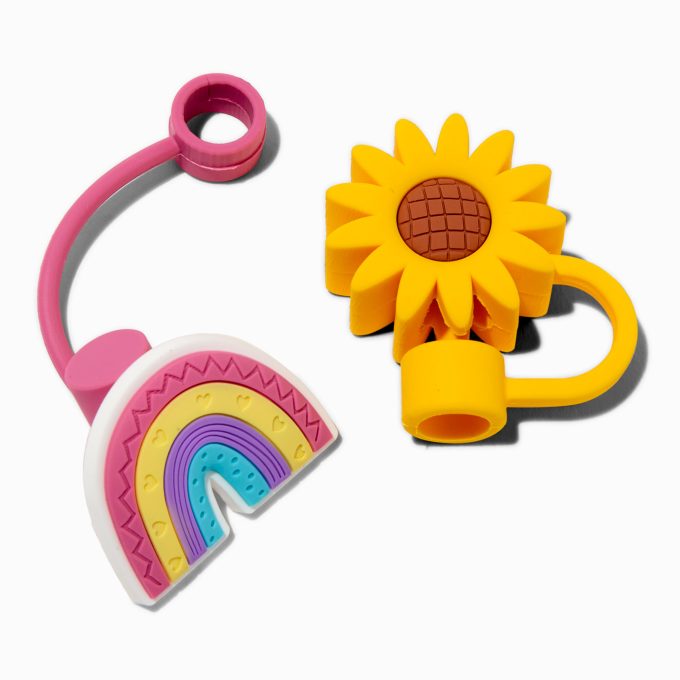 Rainbow & Sunflower Straw Covers - 2 Pack