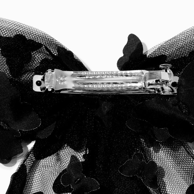 Black Chiffon Butterfly Hair Bow Clip