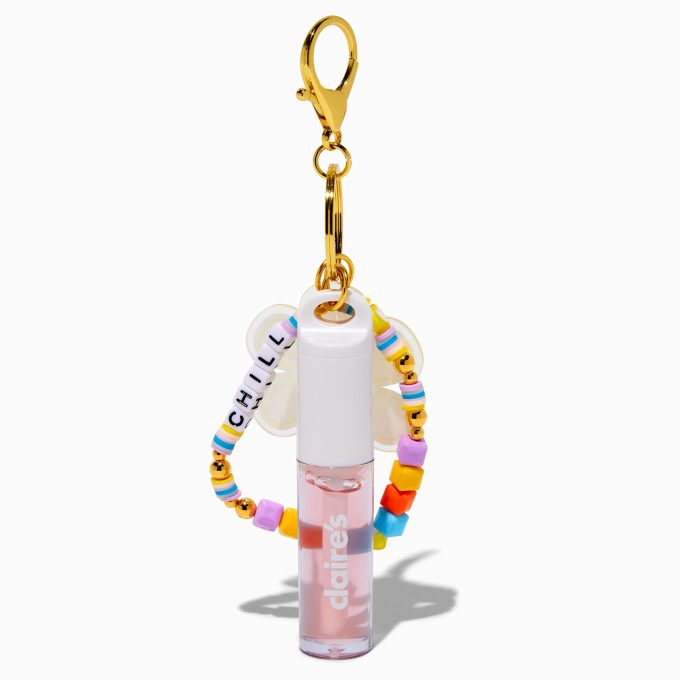 "Chill" Daisy Charm Lip Gloss Wristlet Keychain