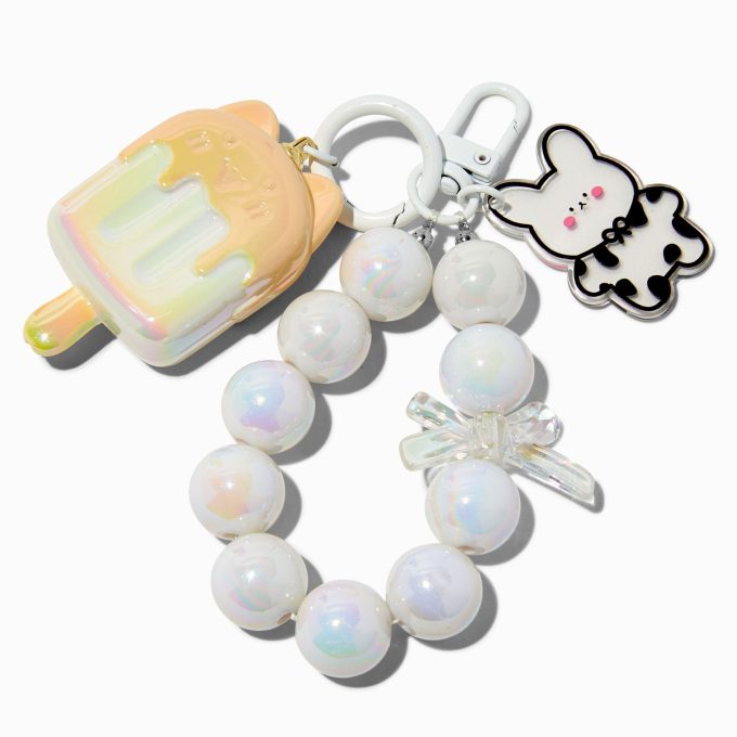 Pearl Cat Ice Pop Wristlet Keychain
