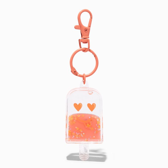 Orange Ice Pop Water-Filled Glitter Keychain