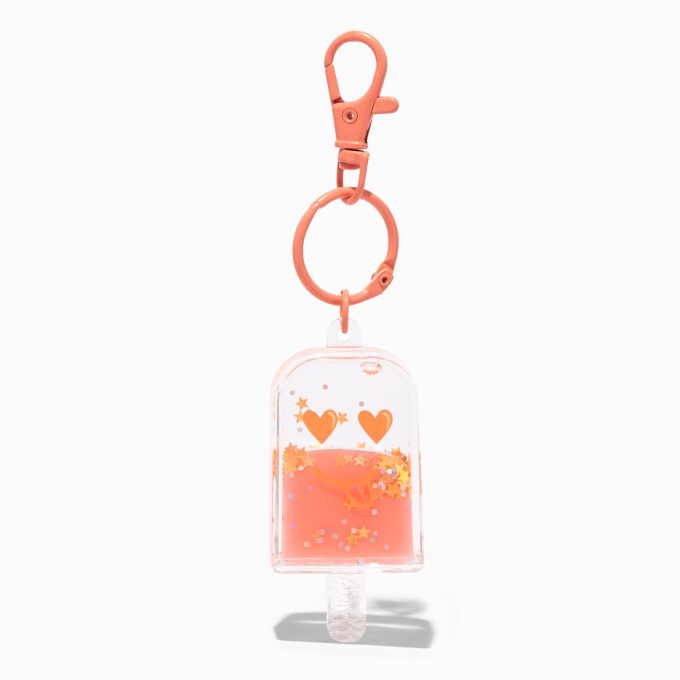 Orange Ice Pop Water-Filled Glitter Keychain
