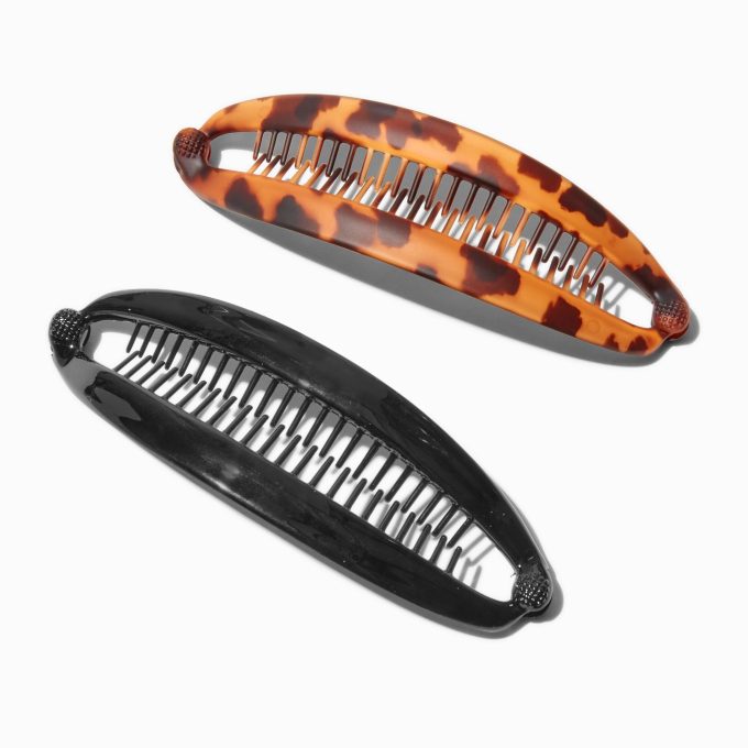 Brown & Black Tortoiseshell Banana Clip Hair Claws - 2 Pack