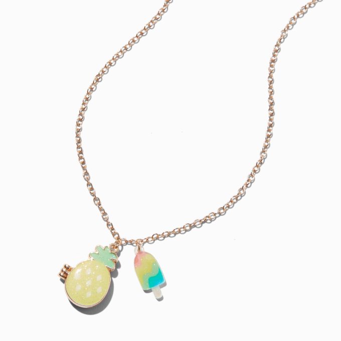 Claire's Club Pineapple Locket Pendant Necklace