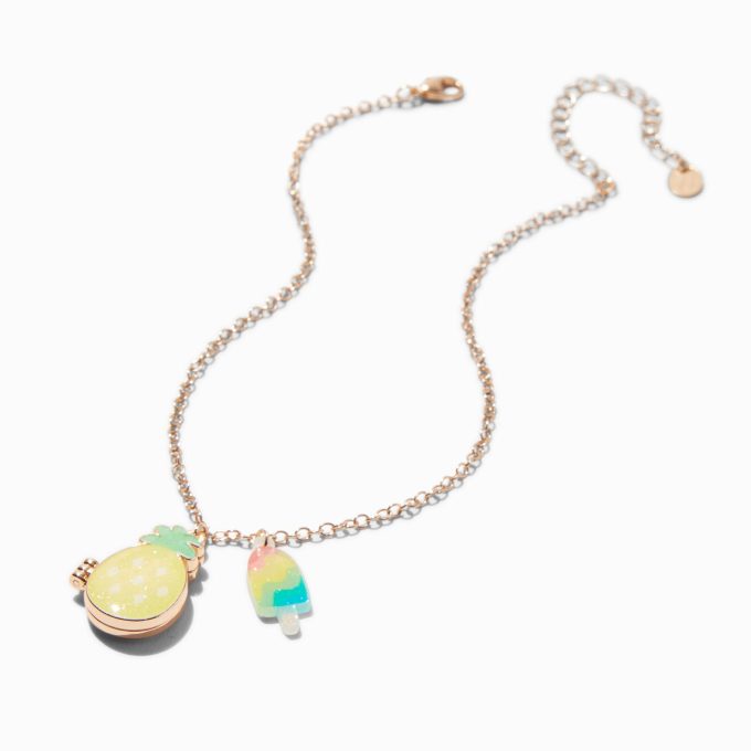 Claire's Club Pineapple Locket Pendant Necklace