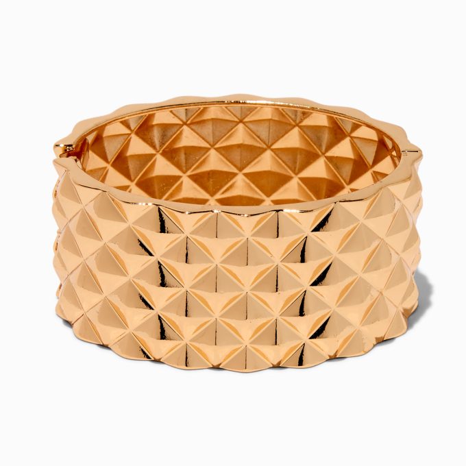 Gold-tone Textured Hinge Cuff Bracelet