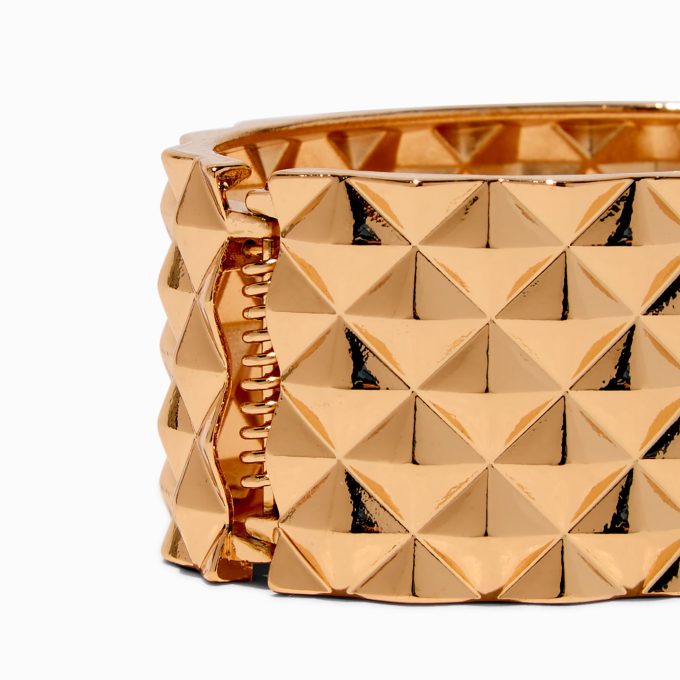 Gold-tone Textured Hinge Cuff Bracelet