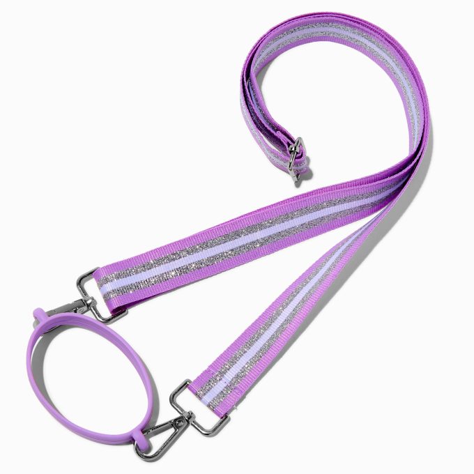 Light Purple & White Striped Crossbody Water Bottle Strap