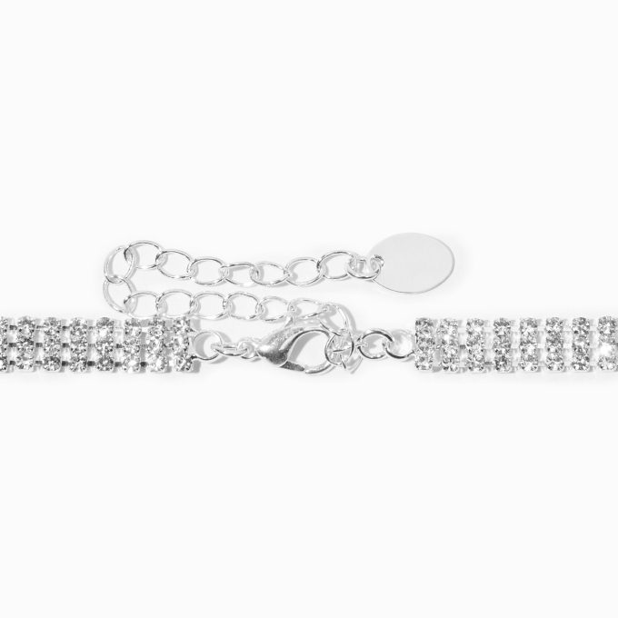 Silver Crystal Fringe Statement Necklace & Drop Earrings Set - 2 Pack