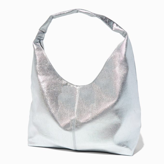 Silver Slouchy Tote Bag