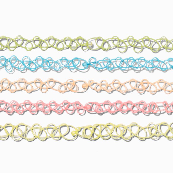 Rainbow Tattoo Chokers - 5 Pack