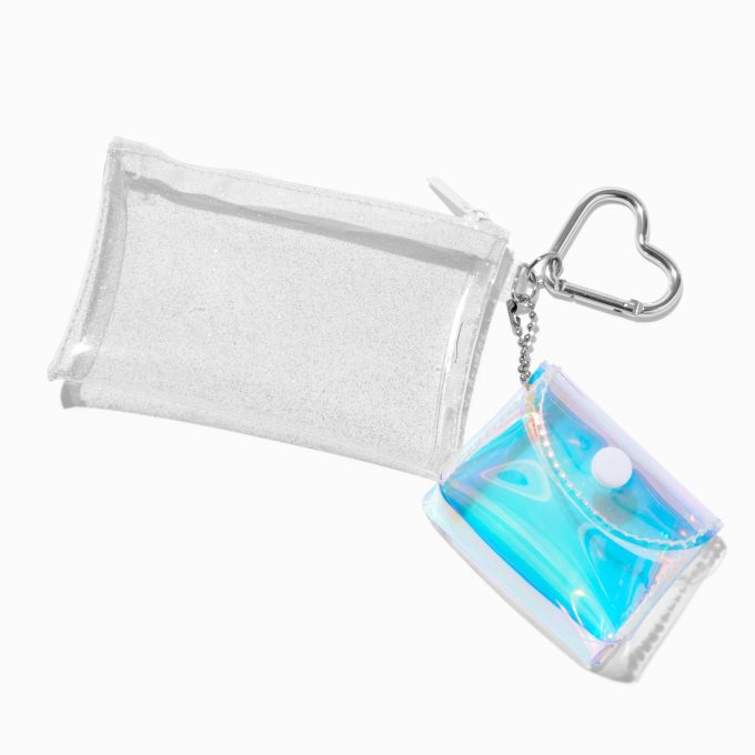 White & Teal Clear Coin Purse Set - 2 Pack