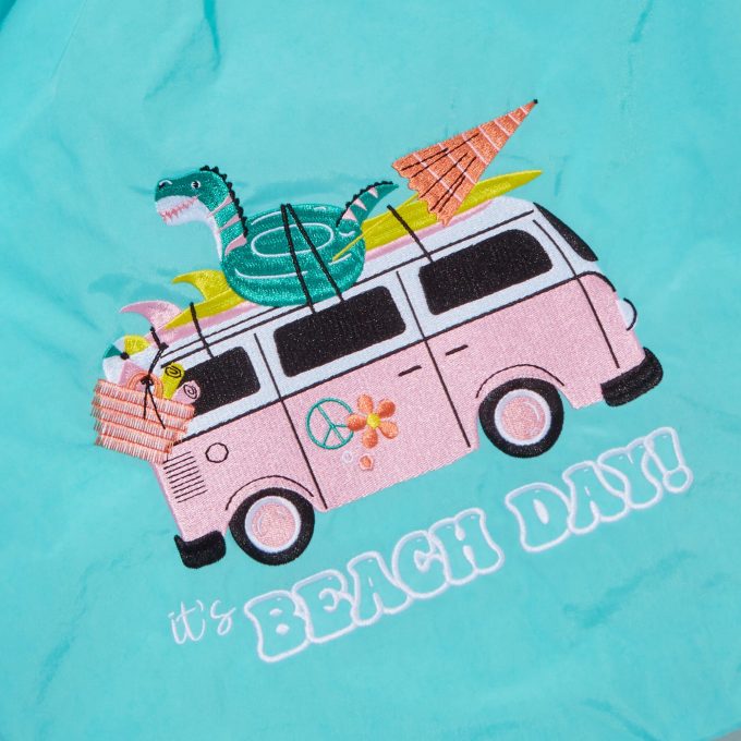 "It's Beach Day" Retro Van Teal Tote Bag