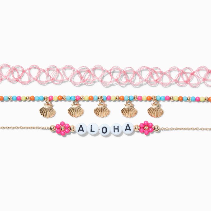 Aloha Beaded Choker Necklaces - 3 Pack