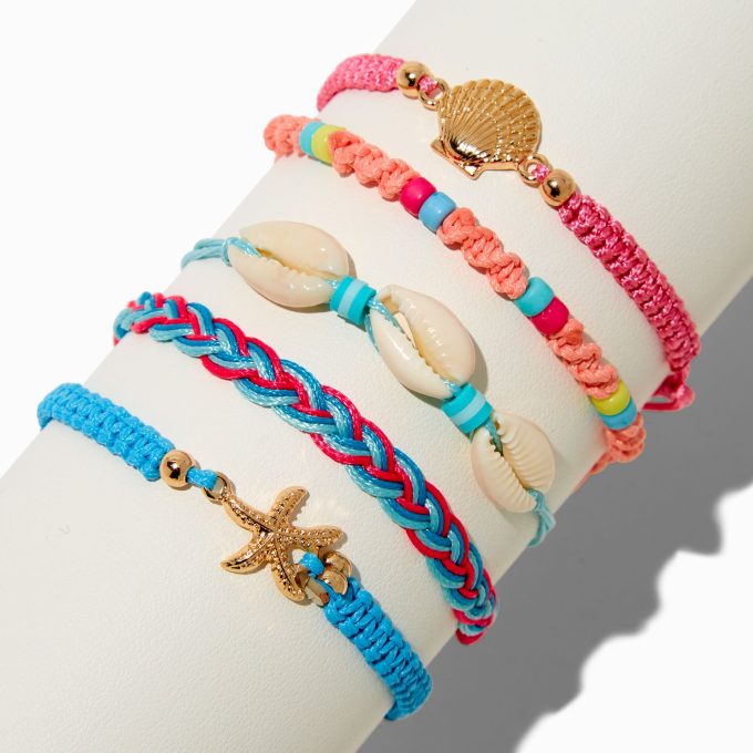 Seashell Woven Adjustable Bracelets - 5 Pack