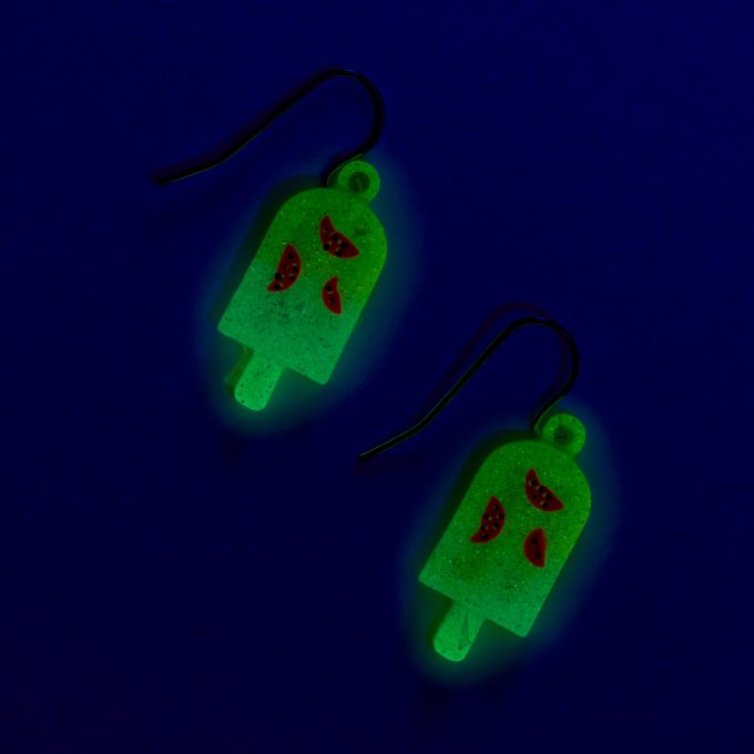 Glow In The Dark Watermelon Ice Pop Drop Earrings