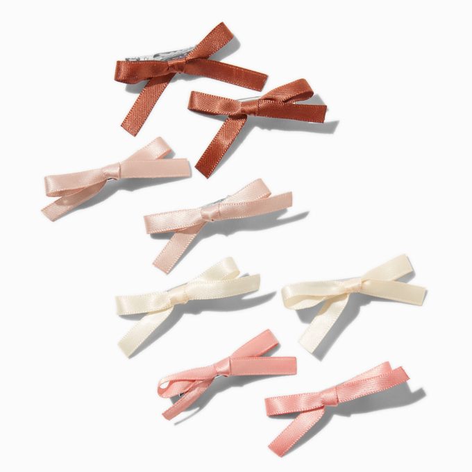 Boho Mini Hair Bow Clips - 8 Pack