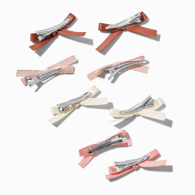 Boho Mini Hair Bow Clips - 8 Pack