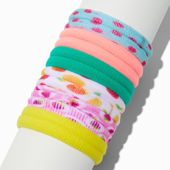 Claire's Club Summer Fruit Rolled Hair Ties - 12 Pack