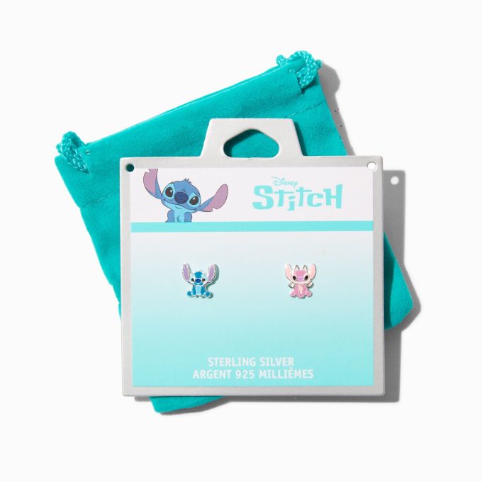 Disney Stitch & Angel Sterling Silver Stud Earrings