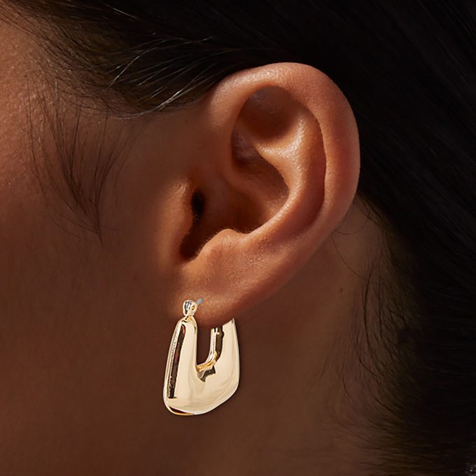 Gold-tone Textured Mixed Hoop Earring Stackables Set - 3 Pack