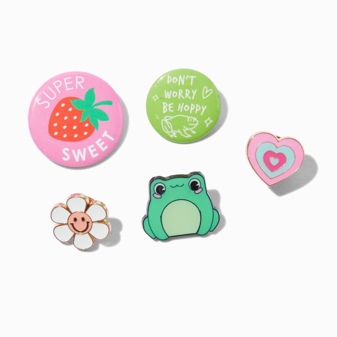 Froggy Round Button & Pin Set - 5 Pack