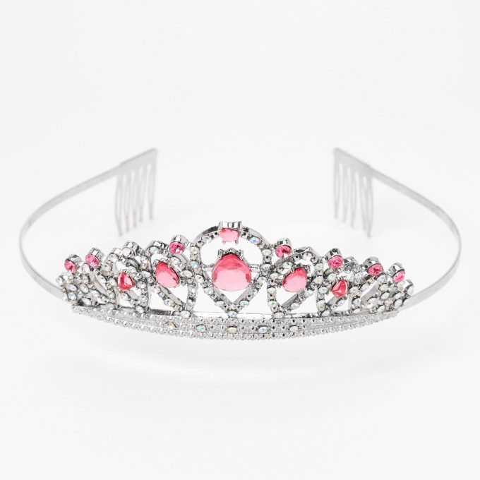 Claire's Club Pink Rhinestone Silver Tiara