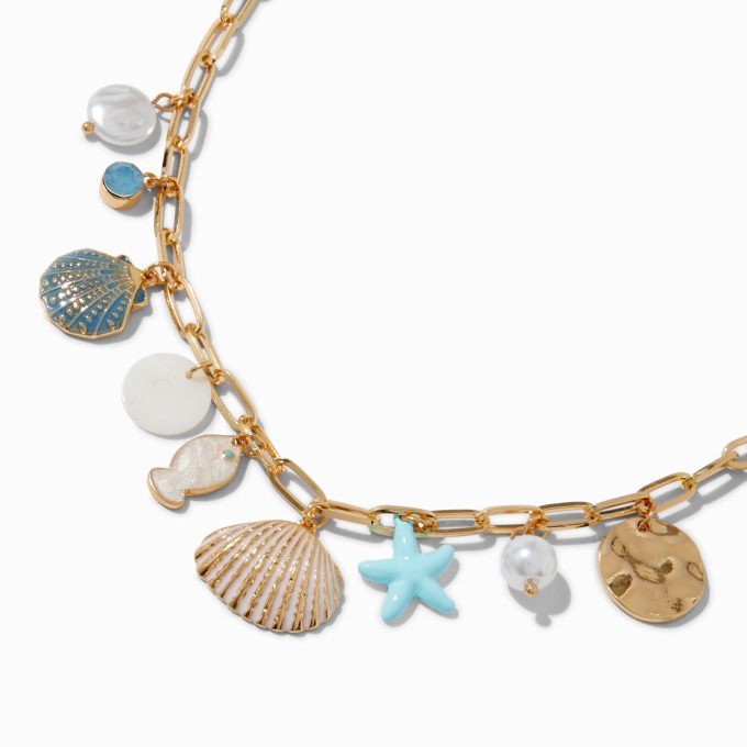 Light Blue Beach Charm Choker Necklace