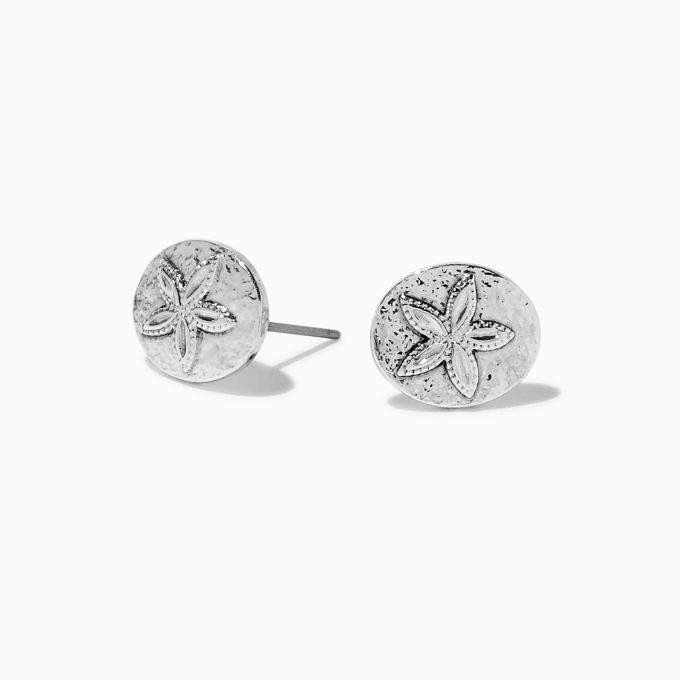 Silver-tone Sand Dollars Stud Earrings