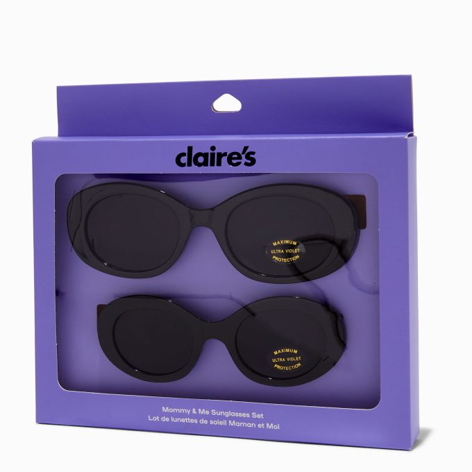 Mommy & Me Matching Black Oval Sunglasses - 2 Pack