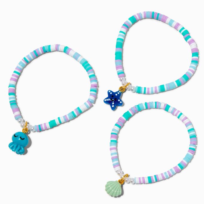 Claire's Club Sea Life Stretch Anklets - 3 Pack