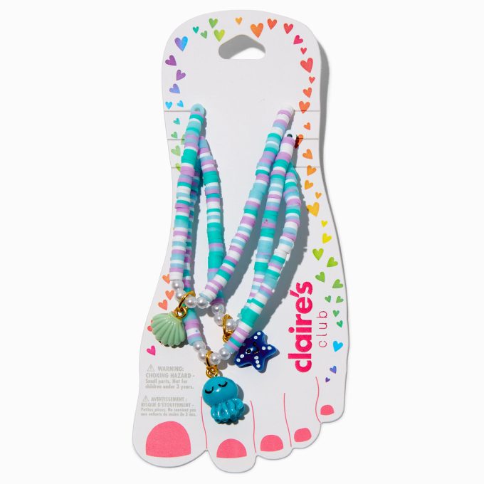 Claire's Club Sea Life Stretch Anklets - 3 Pack