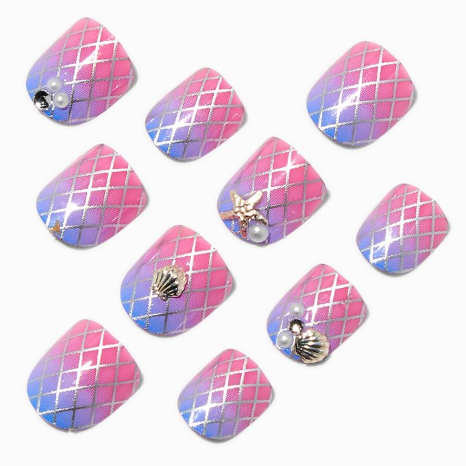 Claire's Club Purple Mermaid Press On Vegan Faux Nail Set - 10 Pack