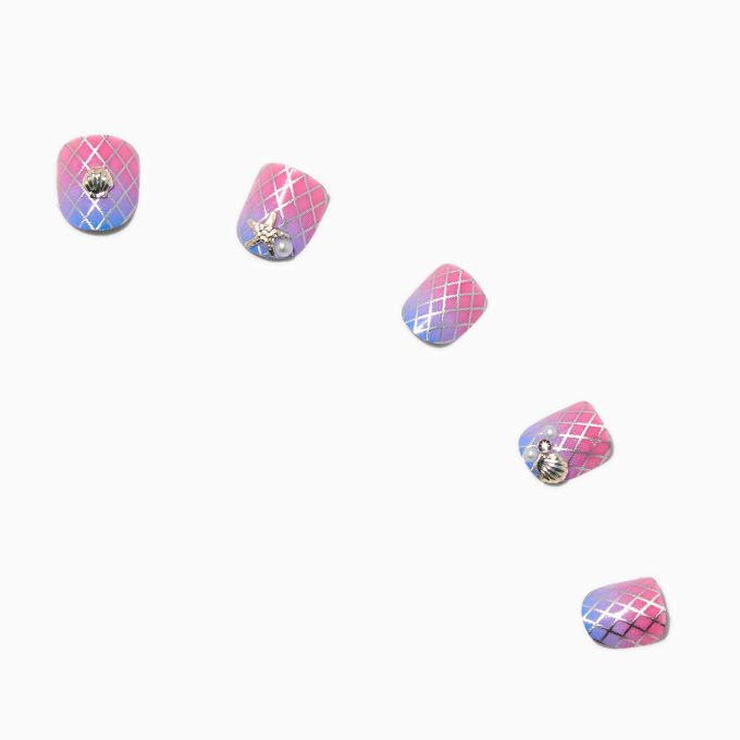 Claire's Club Purple Mermaid Press On Vegan Faux Nail Set - 10 Pack
