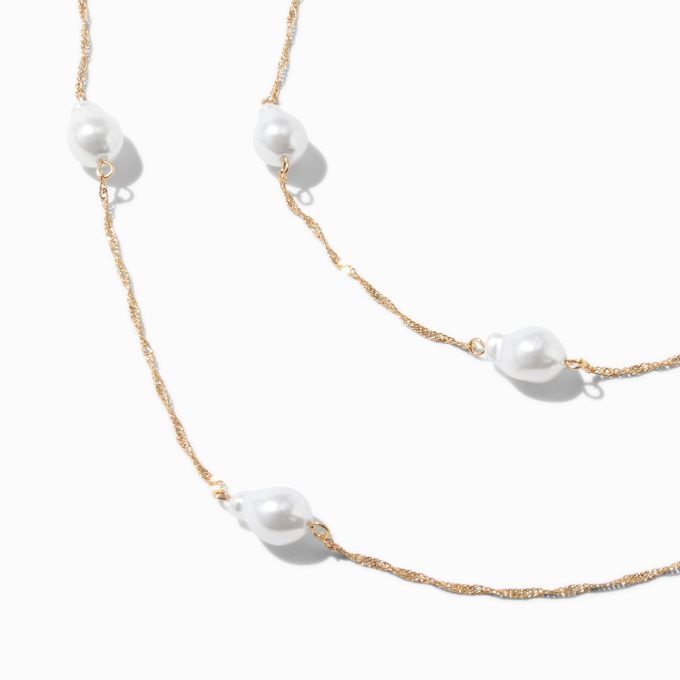 Gold-tone Pearl Multi-Strand Necklace