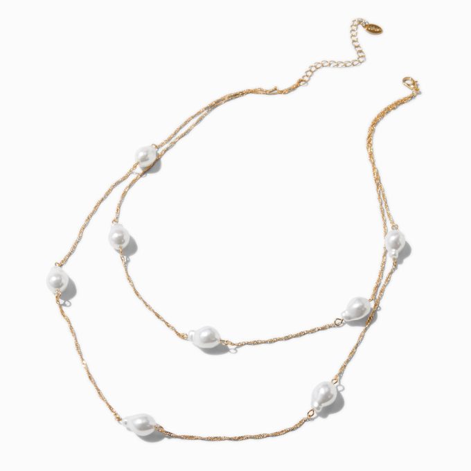 Gold-tone Pearl Multi-Strand Necklace
