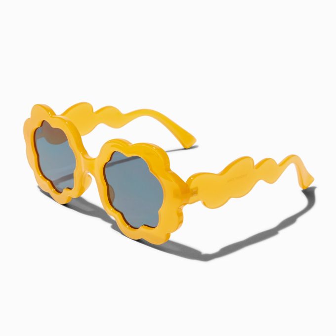 Yellow Curvy Flower Sunglasses