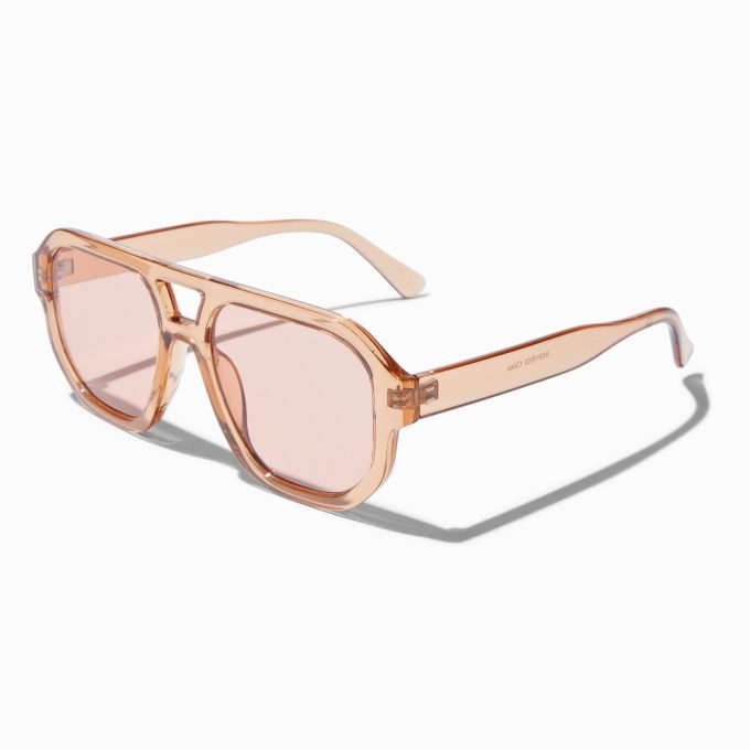 Clear Tan Aviator Sunglasses