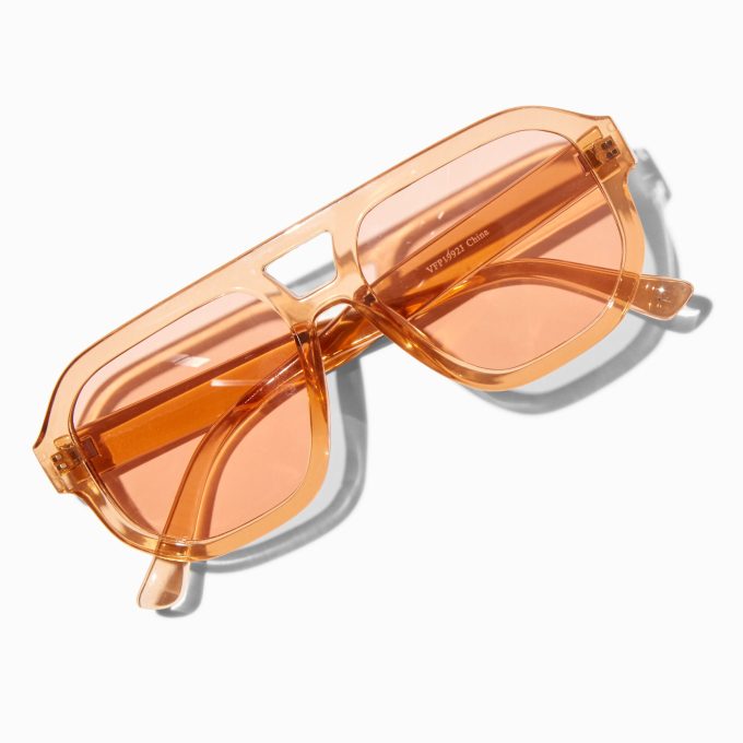 Clear Tan Aviator Sunglasses