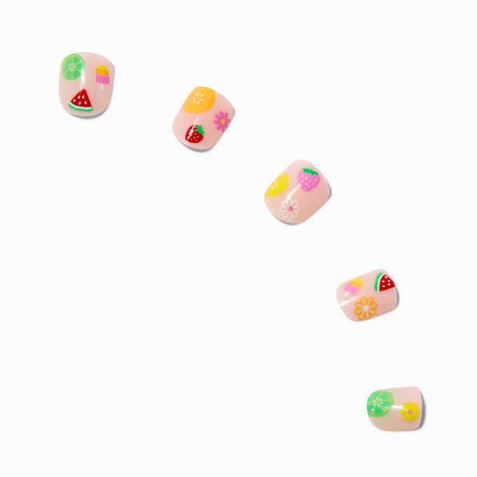 Claire's Club Summer Fruit Press On Vegan Faux Nail Set - 10 Pack