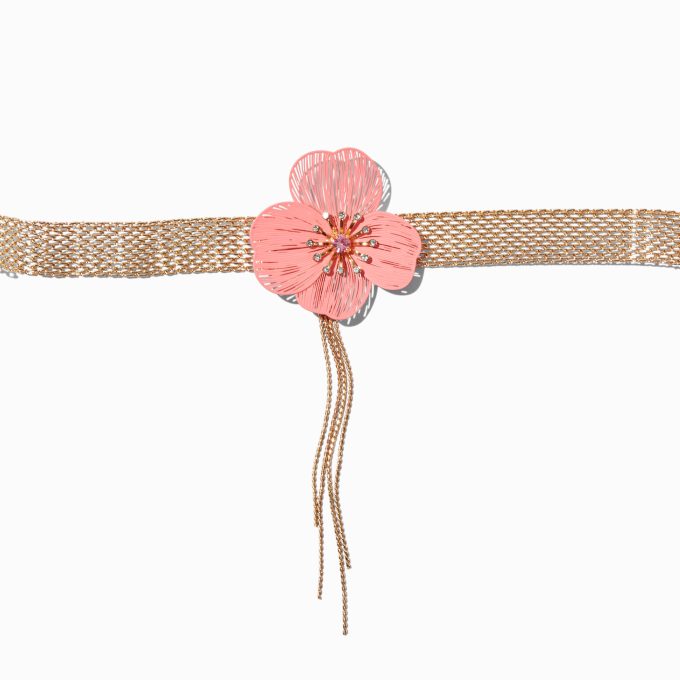 Coral Flower Fringe Choker Necklace