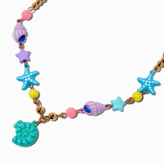 Claire's Club Beaded Seashell Locket Pendant Necklace
