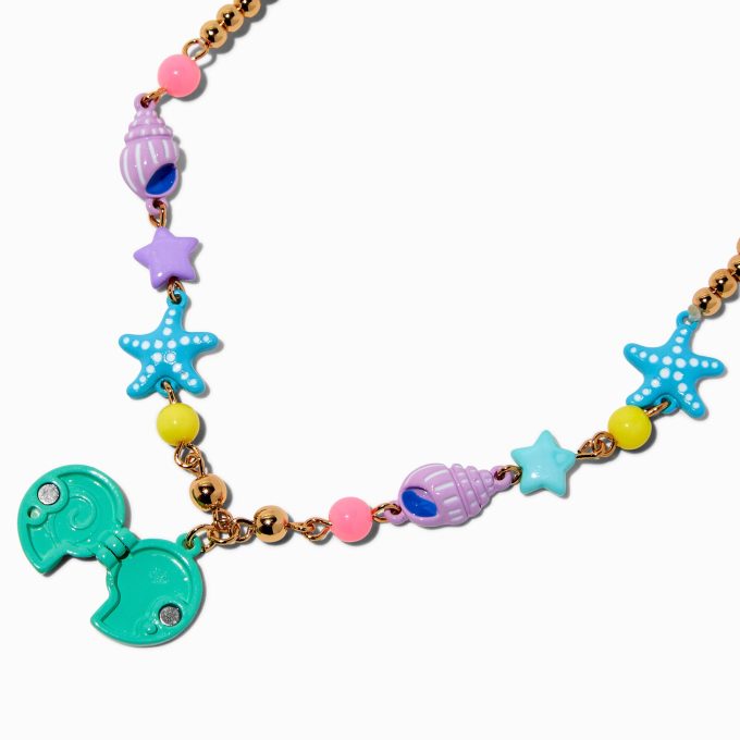 Claire's Club Beaded Seashell Locket Pendant Necklace