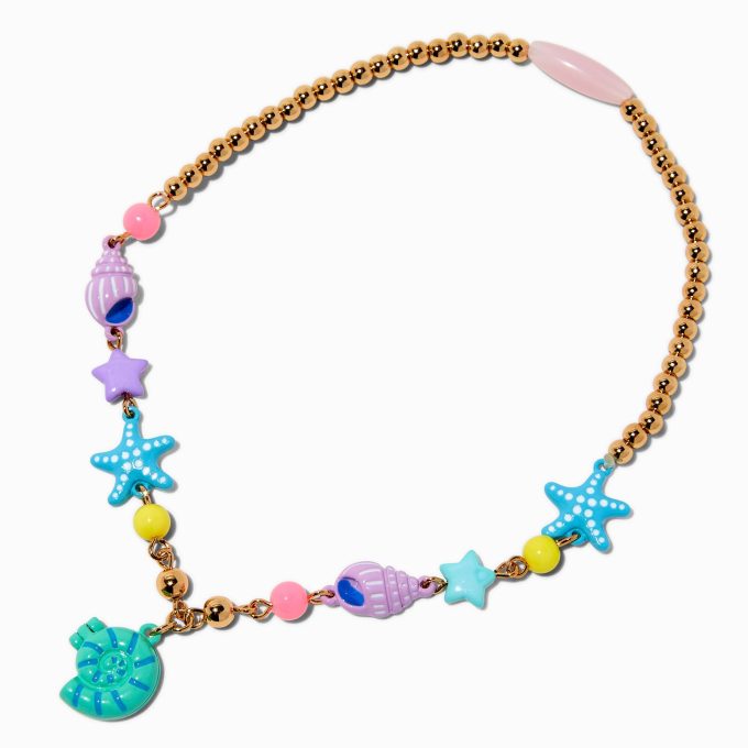 Claire's Club Beaded Seashell Locket Pendant Necklace
