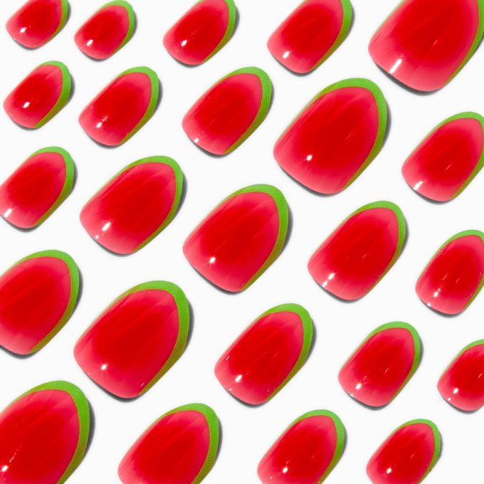 Watermelon French Tip Stiletto Press On Vegan Faux Nail Set - 24 Pack