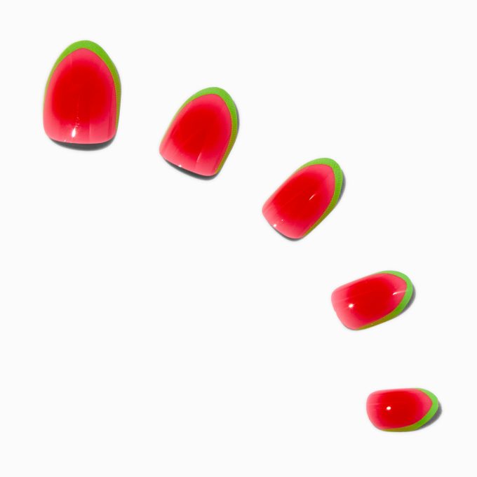 Watermelon French Tip Stiletto Press On Vegan Faux Nail Set - 24 Pack