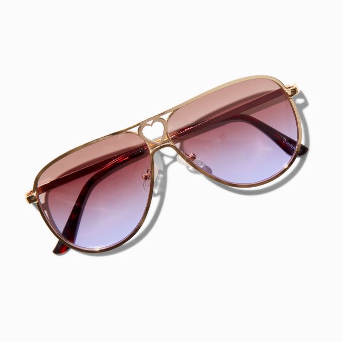 Purple Lens Gold Aviator Sunglasses